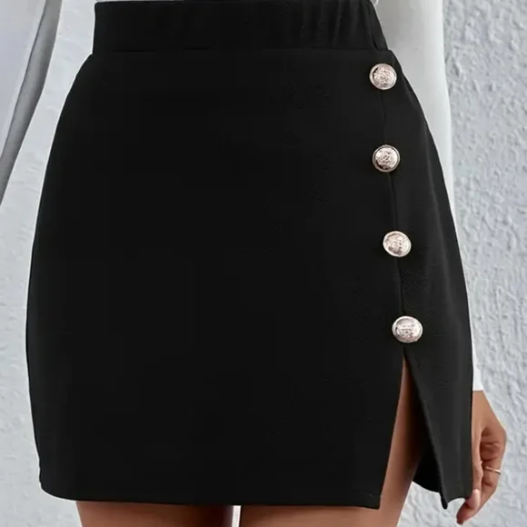4/$20 Elegant Solid Black Skirt - Picture 4 of 4